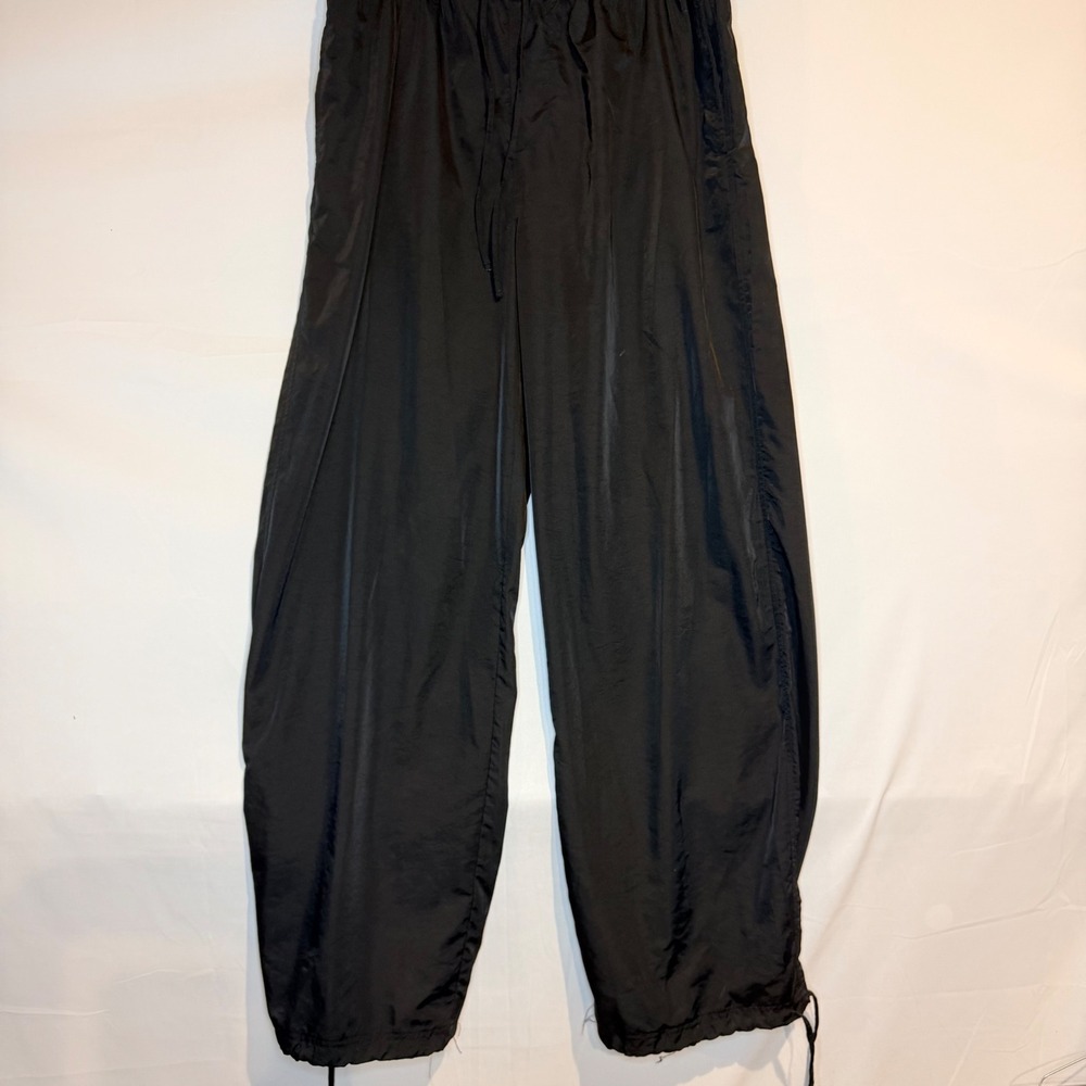 Cotton On Body Black Parachute Pants Baggy Adjustable Ankle Toggles Large